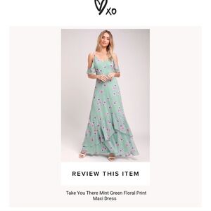 Lulu's Take You There maxi cold shoulder dress women's medium mint green.